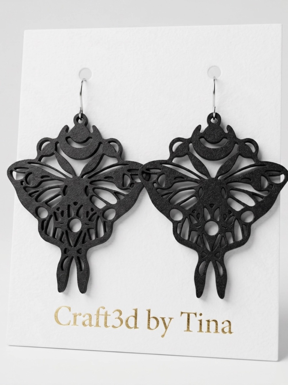Black Filigree Butterfly Dangle Earrings